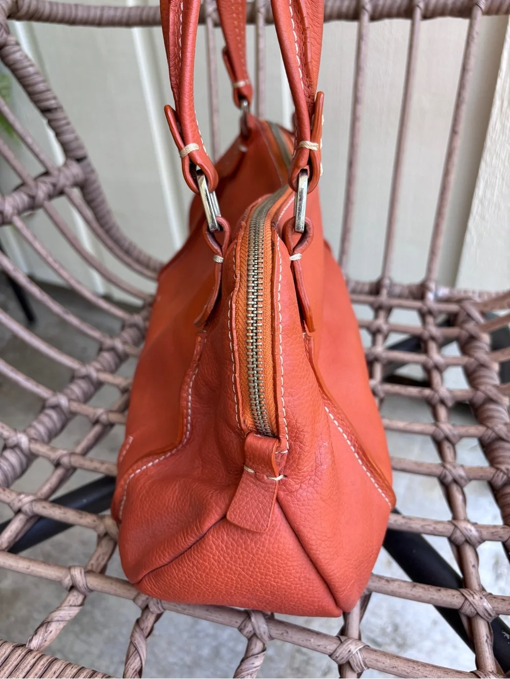 TOD'S Rust Orange Leather Shoulder Bag